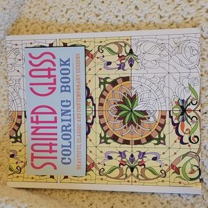 Stained glass adult coloring book NWT